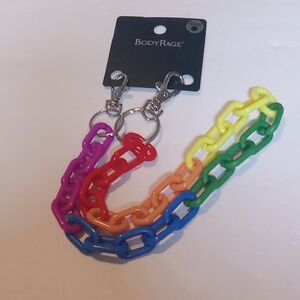 Bag Crossbody Chain Link Strap 26" Body Rage Rainbow